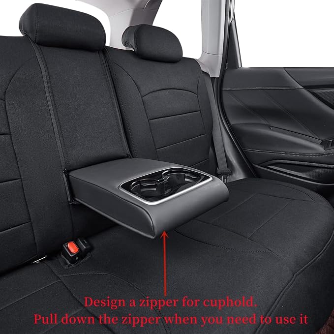 coverdream Forester Car Seat Covers Custom Fit for 2009-2013 Subaru Forester Seat Covers,Rear Seat W/Cup Holder,Full Coverage Polyester Seat Protector(Full Set,Black) - Image 5