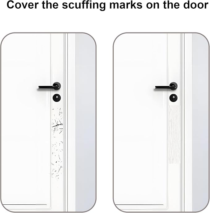 Dog Door Protector from Scratching, Steel Guard, White Oak Woodgrain 4"x16" | Prevents Claw Marks & Scuffs, Smooth Rounded Corners, Self-Adhesive Install, Anti-Scratch Kick Plate, 2 Pcs - Image 4