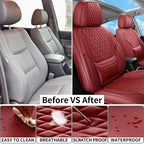Car Seat Covers Full Set Custom Fit for Lexus ES350 2007-2026, Red | Lumbar Support, Premium Faux Leather, Breathable, Anti-Slip, Airbag Compatible, Waterproof, Car Seat Protectors, 2 Row-5Seat - Image 5