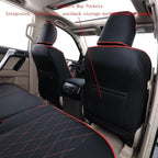 EKR Car Seat Covers Custom Fit for Toyota 4Runner(5 Seats) Full Set | for Toyota 4 Runner 2010-2024 Seat Covers for SUV,Airbag Compatible,Pet-resistant,Faux Leather(Black with Red Piping) - Image 3