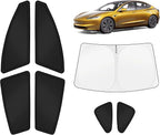 KUST Car Window Shades for Tesla Model 3 2018-2025 2026 Windshield Sun Shade Side Window Cover UV Block Privacy Protection Accessories for Camping Blackout Rear Back Full Set 7PCS by KUST