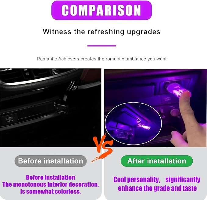 1 Pack Car LED Lights Interior, USB Light for Car Decor & Bedroom, Touch Dimmable Ambient Lighting, Mini Glass Bottle Night Light for Camping Gifts-Red - Image 7