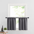 RYB HOME Cafe Blackout Curtains 24 inch Length, RV Camper Window Curtains | Short Small Half Window Tiers, Privacy, Thermal Insulated, Light UV Heat Blocking, Rod Pocket, W29 x L24, Grey, 2 Panels by RYBHOME