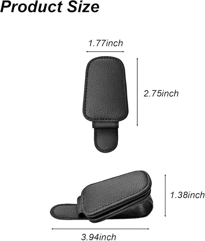 2 Pack Sunglass Holder for Car Magnetic Leather Sunglass Clip Universal Eyeglass Holder Car Visor Accessories Black - Image 2