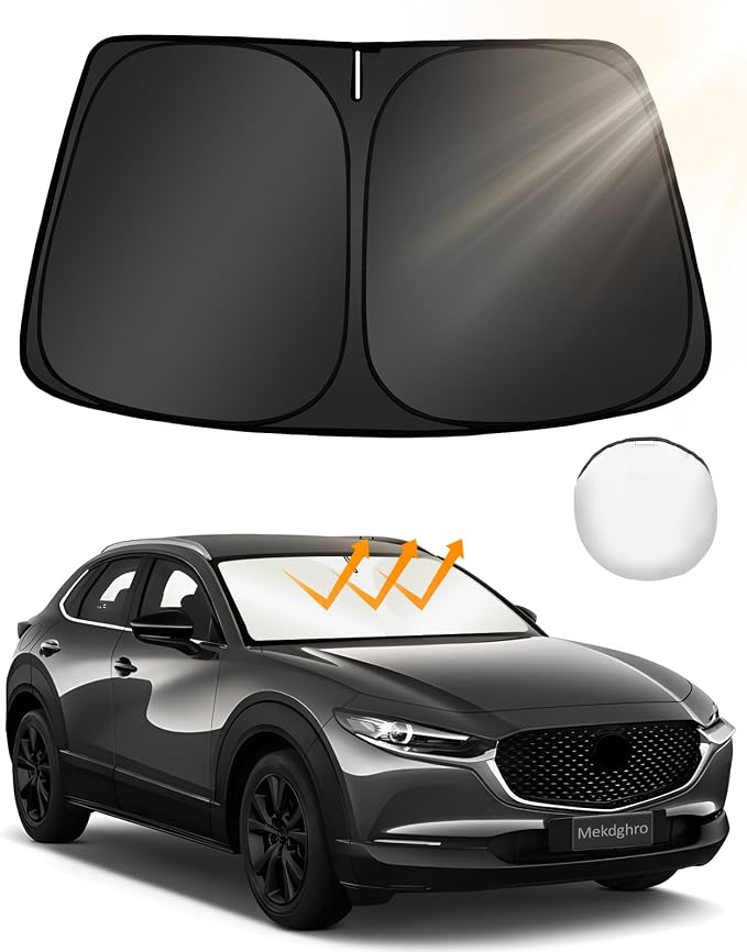 Custom Fit Windshield Sun Shade for Mazda 6 2014-2021 | Foldable, Easy to Install & Store, Full Coverage, 210T Reflective Fabric, Blocks 99% of UV Rays by Mekdghro