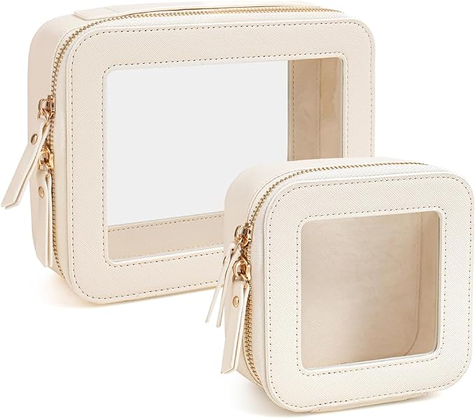 Travel Clear Makeup Bag Set, TSA Approved Cosmetic Bag Case with Zipper Portable Makeup Pouch Toiletry Bag Traveling Cosmetic Organizer Storage Bag Car Organizer Car Essentials by FFpaw