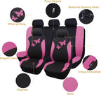 Flying Banner Butterfly car seat Covers ful Set Fashion Universal Lady Woman Female Rear Bench Split Colorized (Full Set, Pink) - Image 2