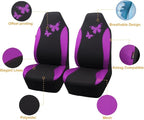 Flying Banner Butterfly car seat Covers ful Set Fashion Universal Lady Woman Female Rear Bench Split Colorized (2 Fronts, Purple) - Image 2