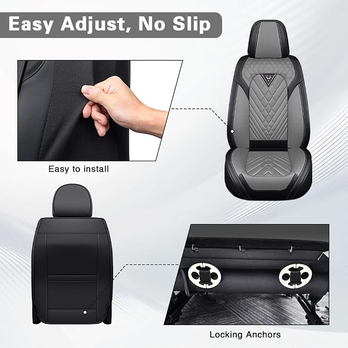 Fit for Toyota RAV4 Hybrid Seat Covers 2016-2026, Premium Leather, 360° Full Protection, Thick Padding & Memory Foam, Waterproof & Stain-Resistant Car Seat Cover Front Set (2 Seat,Black&Gray) - Image 7