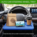 Car Steering Wheel Desk, Portable Car Tray, Durable Multi-Functional Travel Workstation with Cup Holder, Car Essentials Portable Laptop Tray & Eating Table for Most Vehicles Road Trip (Blue) - Image 3