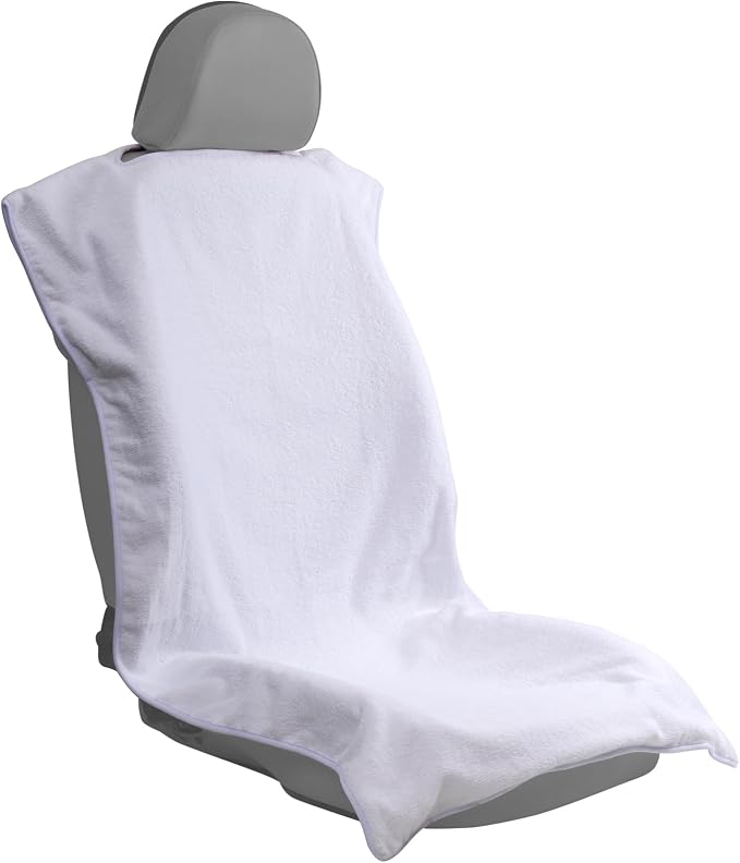 Car Seat Towel Covers Front Seats Protector for Gym and Workout, Automotive Washable Driver Cars Seat Sweat Cover for Dog, Compatible with Tesla Model Y Juniper/3/X/S (Fleece White, 1Pcs) by LoyaGour