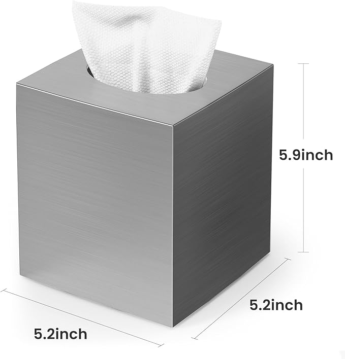 Square Acrylic Tissue Box Cover with 2 Pcs Qtip Holder Dispenser,Sliver | Modern decor,plastic,bathroom vanity storage organizer set,non-slip,Easy to refill,size compatibility for tissue & rolls - Image 3