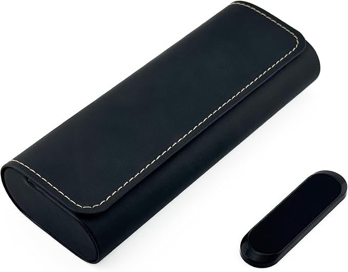 | Magnetic Leather Glasses Case for Cars | Adhesive Mount Sunglasses Holder with Contrast Stitching | Stylish and Functional Design | Fits Tesla Models for Secure Storage and Easy Access by GATYZGEAR