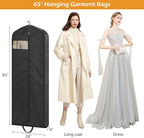 MISSLO 65" Long Garment Bags for Travel Dress Bags for Hanging Clothes Waterproof Wedding Dress Cover Traveling Clothing Protectors for Closet Storage 3-Pack for Gowns, Tuxedos, Coats, Black - Image 3