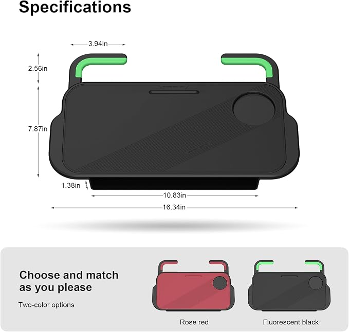 2-in-1 Car Steering Wheel Desk Tray & Car Seat Gap Filler Organizer – Silicone Look Table for Laptop, Eating Food, Writing – Work Road Trip Essentials Accessories（red） - Image 7