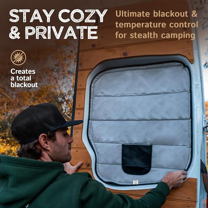 Living in a Bubble Insulated Blackout Rear Window Covers for Mercedes Benz Sprinter - Vanlife Must Have Accessories, Van Life Essentials (Pair) Gray - Rear Door 2007-2018 (NCV3) - Image 2