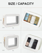 2 Pcs Travel Clear Makeup Bag Set, Clear White Makeup Organizer with Zipper Leather Travel Bags for Toiletries Small Cosmetic Bags for Women Mini Make up Pouch Toiletry Bags Car Essentials - Image 4
