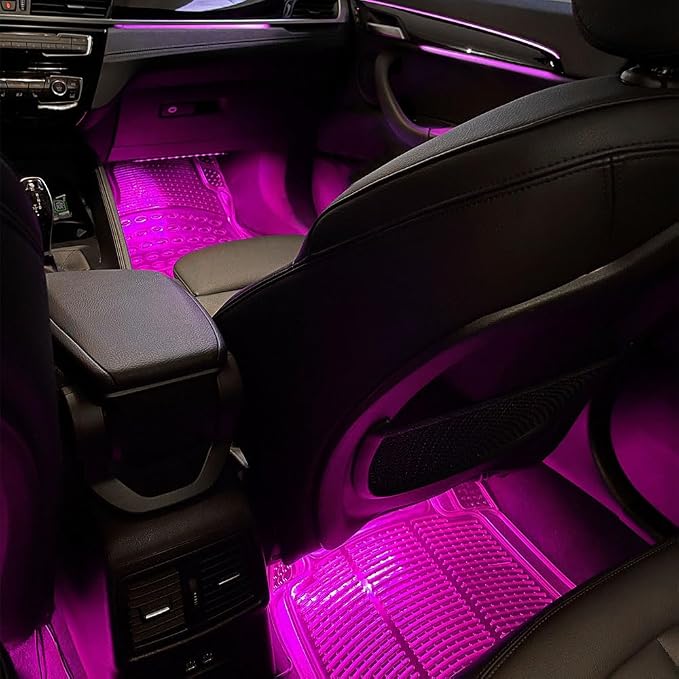 Car LED Strip Light, Interior Car Lights, 12V 24 LED Auto Atmosphere Lamps with Cigarette Lighter, Auto Lamp Ambient Night Light Strip Lighting Kit for Vehicles (Cigarette Lighter/Pink Purple) - Image 6