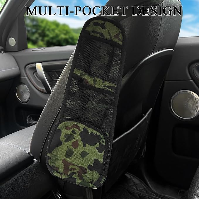 2PCS Car Seat Side Organizer, Seat Side Storage Pocket, Multifunctional Mesh Net Pocket, Car Multi-Pockets Backseat Organizer Side Hanging Bag for Storage Coins, Cell Phones (Green, 2PCS) - Image 7