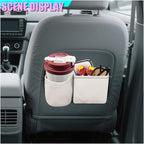 Car Side Door Organizer, Leather Auto Back Seat Storage Pouch with Cup Holder, Car Console Side Trash Can, Universal Vehicle Interior Organizer Pocket for Phone, Coin, Sunglasses (White) - Image 3