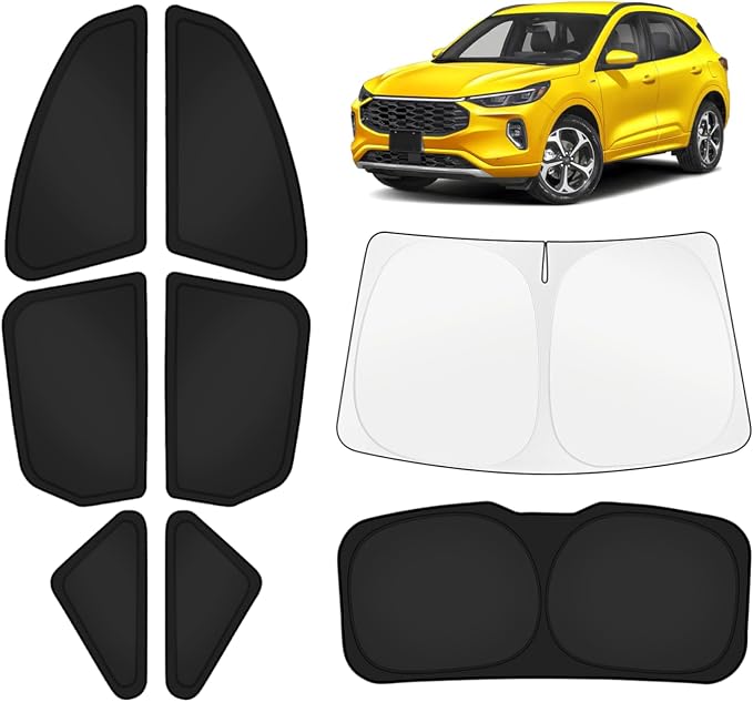 KUST Car Window Shades for Ford Escape 2020-2025 2026 Windshield Sun Shade Side Window Cover UV Block Privacy Protection Accessories for Camping Blackout Rear Back Full Set 8PCS by KUST