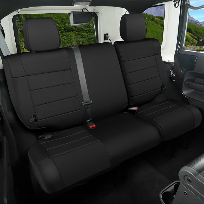 GIANT PANDA Neoprene Seat Covers for Jeep Wrangler JK 4-Door (2008-2010), Neoprene UV&Waterproof, Foam Padded, Front & Rear Seat Covers(Black) - Image 8