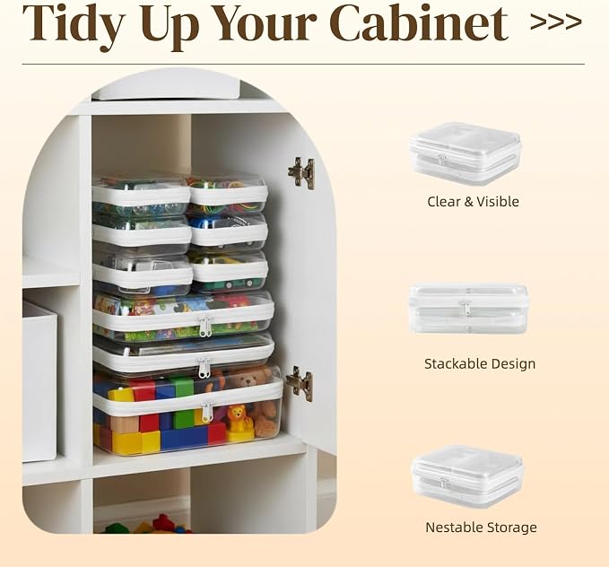 9 pcs Zipper Pouches Nesting Set, Hard Shell Toiletry Bag | Stackable Travel Organizer, Cosmetic Bags, Transparent Diaper Bag, Storage Cases (1 Tall M + 2M + 6S) - Image 2