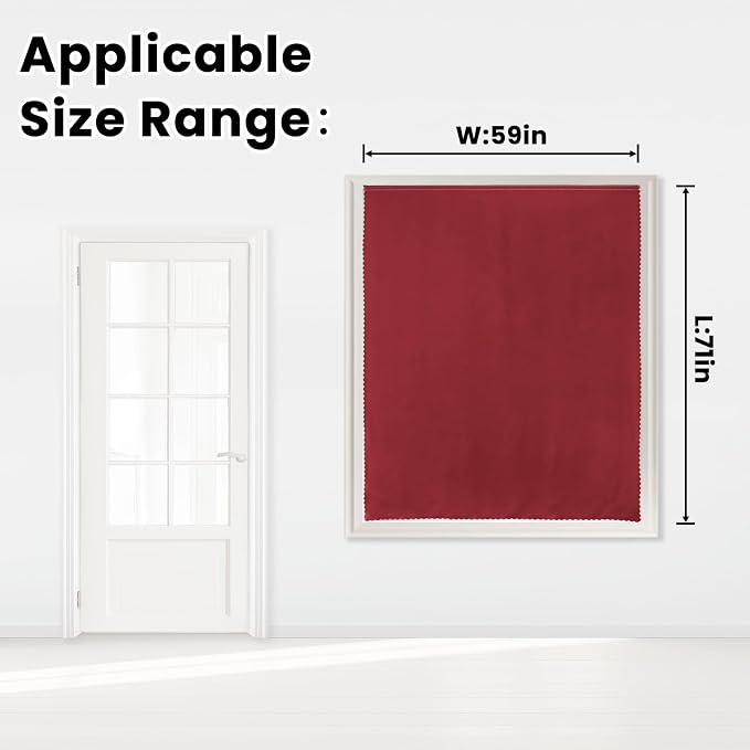 Self Adhesive Curtains, Stick Curtain Blackout Shades Window Cover Curtains for Living Room No Drilling, 59" W X 71" L, Burgundy, 1 Panel - Image 7