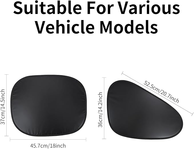 4pcs Car Window Shades, Electrostatic Adsorption Full Blackout Shades (2 Sizes) - 18.7*14.2in Front +17.3*14.3in Rear, UV Blocking for Baby/Family, Suitable for Daily Travel/Camping, Sliver - Image 3