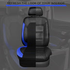 CAR PASS Leather seat Covers,Automotive Universal Sport car seat Cover Super 5mm Composite Sponge Inside,Airbag Compatible fits Most Cars, SUVs, Trucks, and Vans (Full Set,Black and Blue) - Image 7
