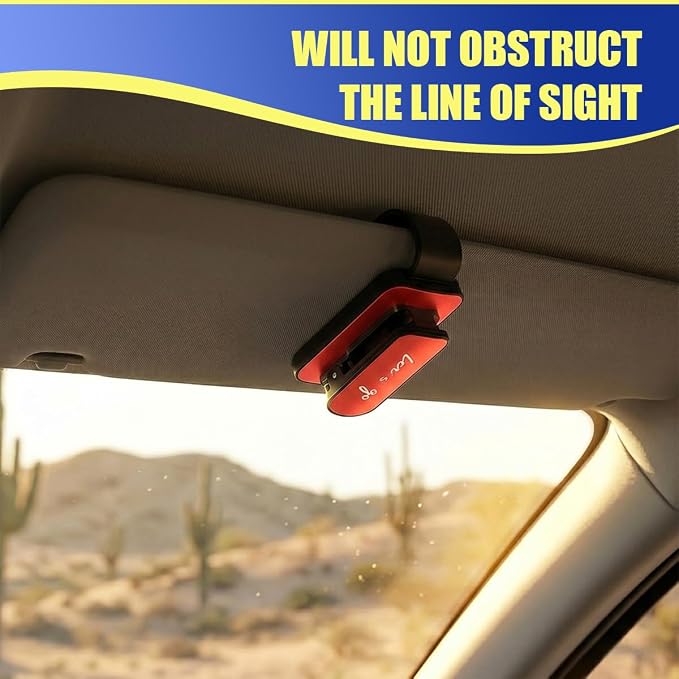 2PCS Sunglass Holder for Car Sun Visor, Metal Multi-Functional Automotive Eyeglass & Ticket Card Organizer Clip, Non-Slip Vehicle Interior Storage Accessories for SUV Truck (Red) - Image 4