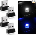 Sun Walker 4 PCS USB LED Car Interior Atmosphere Lamp, Plug-in USB Interface Trunk Ambient Light LED Decoration, Mini Portable Interior Night Lighting Kit for Most Vehicles (White+Ice Blue) by Unknown