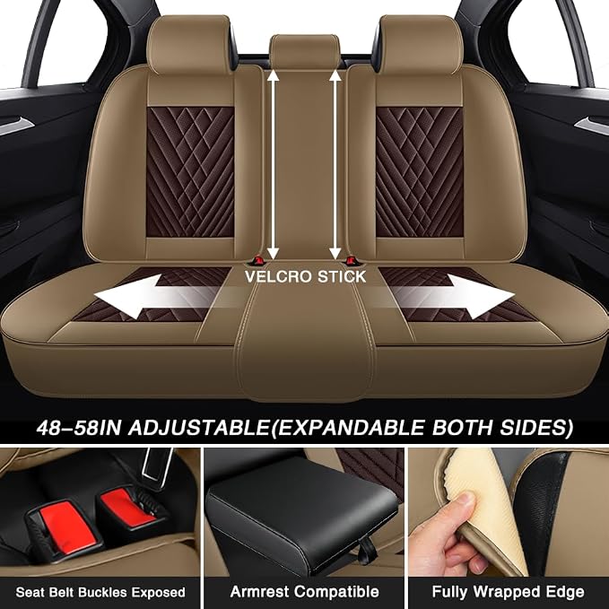 Fit for Toyota RAV4 Hybrid Seat Covers 2016-2026,Premium Leather, 360° Full Protection, Thick Padding & Memory Foam, Waterproof & Stain-Resistant Car Seat Cover Full Set (5 Seat,Brown&Beige) - Image 7