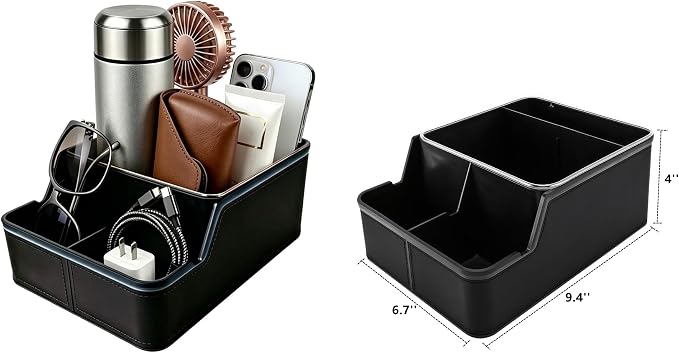 Car Storage Organizer Between Seats,Center Console Armrest Storage Box Back Seat Organizer with Small Compartment Car Interior Storage Box,Cup Holder Tray with Non-slip Mat(Black) | Center Console Armrest Storage Box,Front & Back Seat Floor Organizer,C... - Image 6