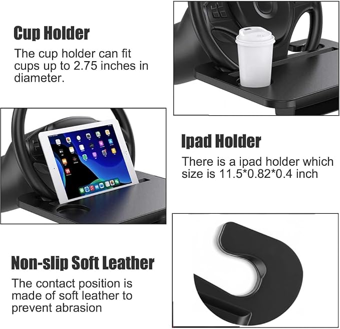 2 In 1 Steering Wheel Desk, Seat Gap Filler Organizer Universal | 14.5*11 Inch Steering Wheel Tray Table & Seat Gap Filler Organizer Car Food Trays With Drinks Holder, Car Desk For Laptop - Image 8