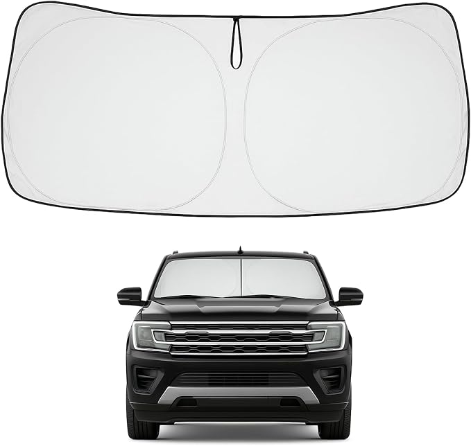 Proadsy Custom Fit Car Windshield Sun Shade for 2018-2024 Ford Expedition | 240T Heat Shield, Drops Temp 54°F, Blocks 99% UV, Prevents Dashboard Cracking, Summer Parking & Beach Trips, Easy Twist-Fold by Proadsy