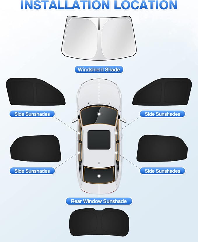 Canvcle Sunshade for 2021-2025 2026 Chevrolet/Chevy Trailblazer Windshield Sun Shade Side Rear Window Shade Cover Sun Visor Shield Privacy Protection Keep Vehicle Cool Black 6PCS - Image 6