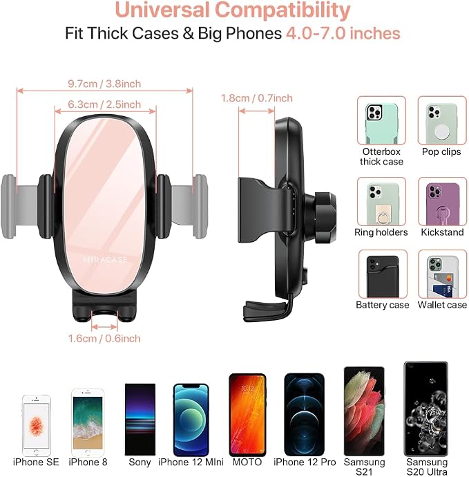 miracase Universal Cup Phone Holder for Car, [Upgraded Version] Adjustable Long Neck Car Cup Holder Phone Mount Cradle Friendly Compatible with iPhone Samsung Google and All Smartphones, Pink - Image 6