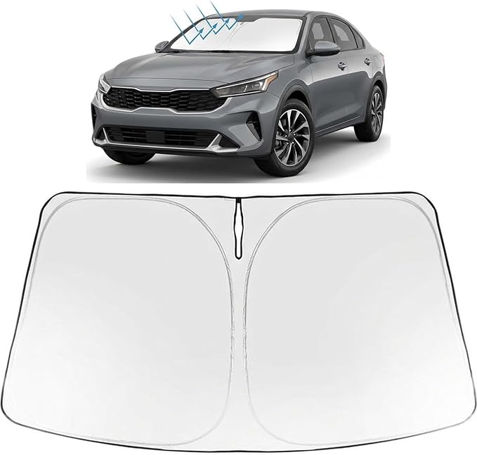 Proadsy Custom Fit 2025-2026 Kia K4 Windshield Sun Shade, Blocks Heat | 240T Heat Shield, Drops Temp 54°F, Blocks 99% UV, Prevents Dashboard Cracking, Summer Parking & Beach Trips, Easy Twist-Fold by Proadsy