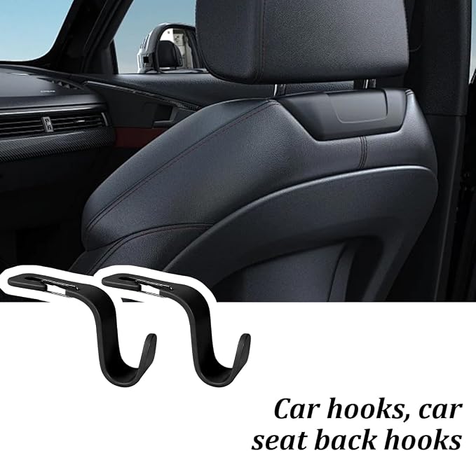 4PCS Car Seat Headrest Hook, Multi-Purpose Seat Back Hanger Purse Bag Handbag Organizer, Auto Interior Backseat Storage Hook Holder for Coat Hat Grocery Umbrella, Universal Fit (Black) - Image 4