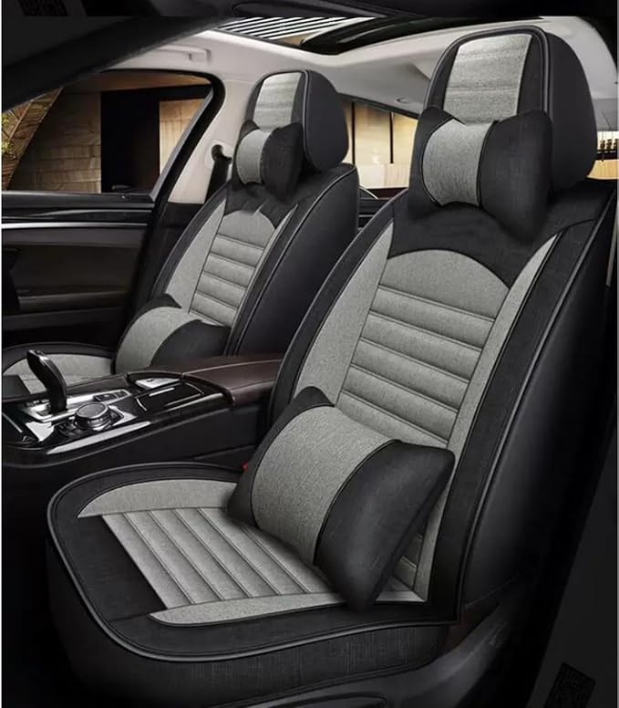 Custom Car Seat Covers Fit for Wrangler JL JK Rubicon Sahara Grand Cherokee L Cherokee Compass Renegade Gladiator Wagoneer Liberty Commander Grand Cherokee SRT (Black Gray (Linen)) - Image 2