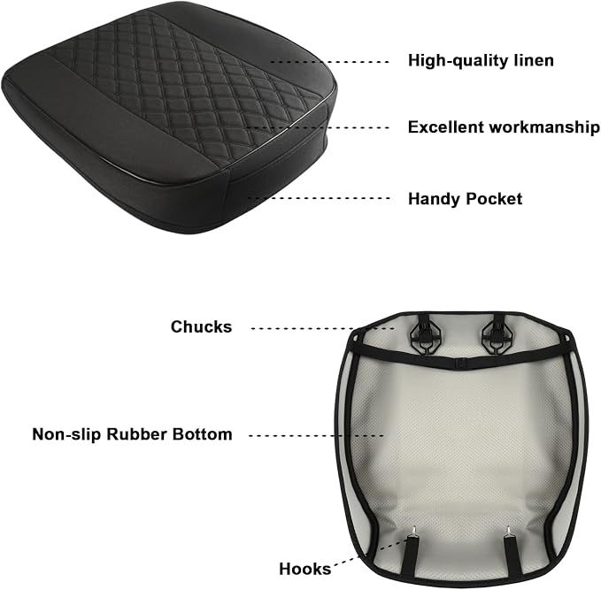 West Llama Linen Front Car Seat Cover Protector Anti-Slip Bottom Seat Cover Fits 95% of Vehicles,Wrapping Around The Bottom,Diamond Pattern(Black-1Pcs) - Image 6