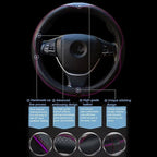 Gomass Car Steering Wheel Cover, Anti-Slip, Safety, Soft, Breathable, Heavy Duty, Thick, Full Surround, Sports Style (Black with Purple line) - Image 6