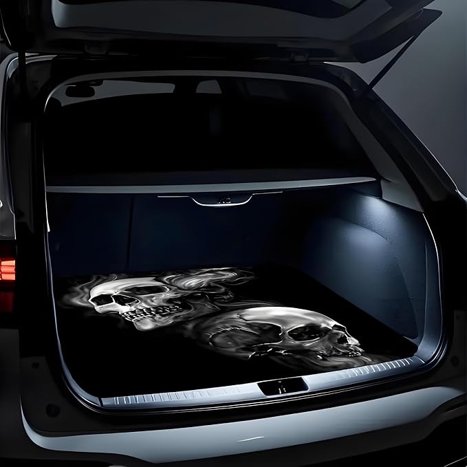 Universal Car Trunk Mat 29" x 39", Black Skeleton All Weather Trunk Protection Cargo Liner, Durable Cargo Mat Rear Trunk Liner, Stylish Vehicle Interior Accessories Suitable for Most Car Models - Image 2