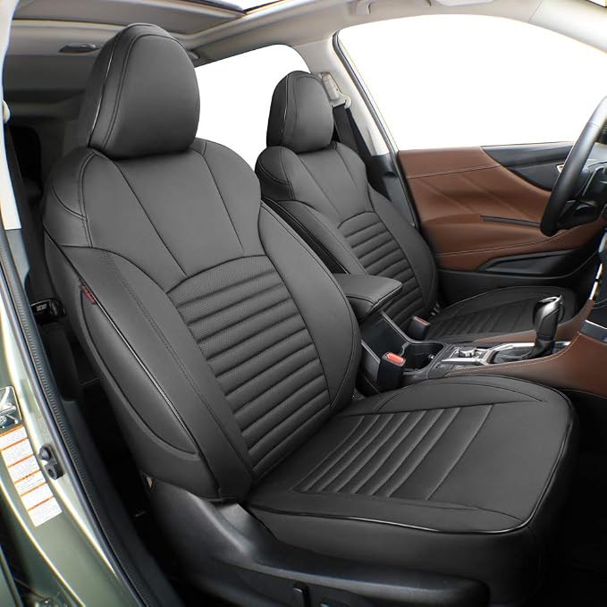 EKR Car Seat Covers for Subaru Crosstrek 2018-2023,Leatherette Full Set | Custom Fit for Subaru Crosstrek & Hybrid 2018-2023 (Rear W/ Armrest),Airbag Compatible,Easy Clean,Faux Leather(Black) by EKR