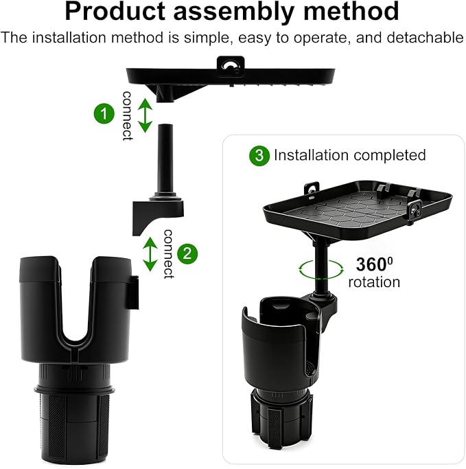 Car Cup Holder Expander Tray with Phone Slot | 9.5in removable tray, fits 16-46oz bottles, universal for cars & Tesla Model Y/3, road trip use - Image 3