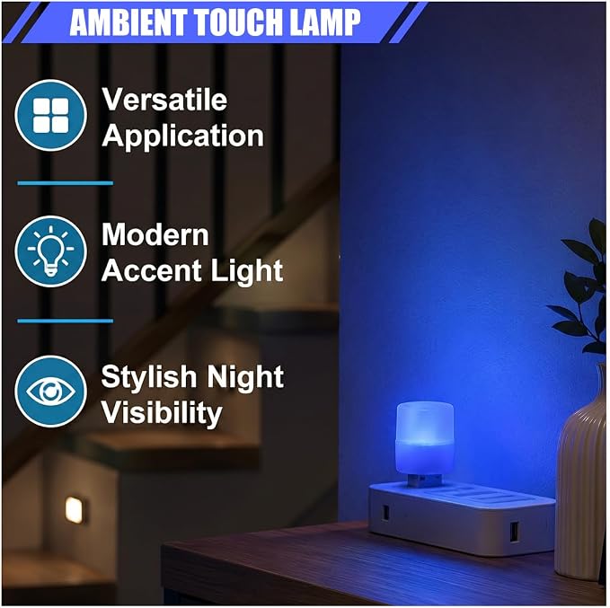 2PCS USB LED Car Interior Atmosphere Lamp, Plug and Play, Blue | Mini Portable LED Ambient Night Light, Universal Vehicle Decorative Lighting Accessories for Car Interior & Home Decors - Image 4