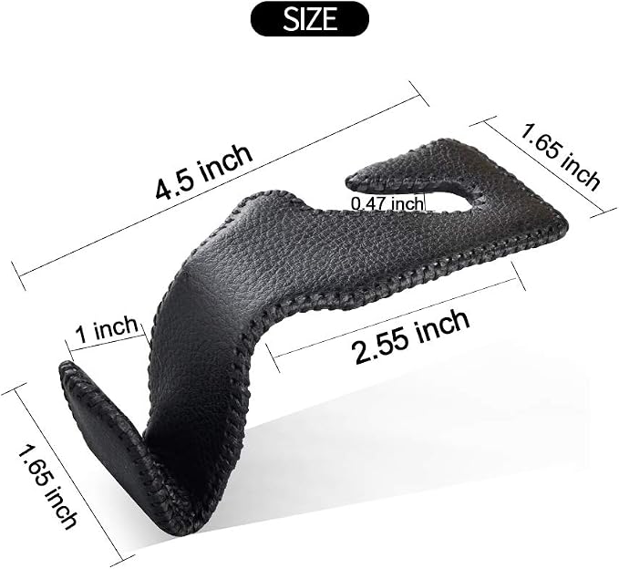2 Pack Car Headrest Hooks, Microfiber Leather & Alloy Purse Hook Holds 45lb | Durable Alloy Material 360° rotating hooks hold bags, groceries up to 45lb; soft leather protects seats; fits most vehicles - Image 2