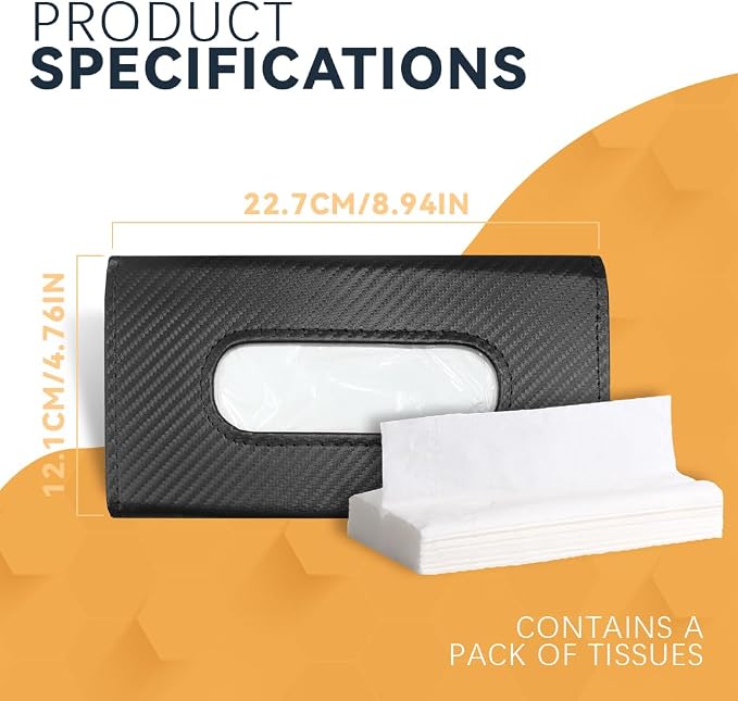 ASUBHA Car Tissue Holder, Sun Visor Organizer, Rectangular Sun Visor Napkin, Visor Accessories Car Napkin Holder Universal for Cars, SUVs, Trucks (Black) - Image 2