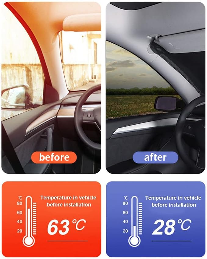 Car Shade Front Windshield-Portable Folding Car Windshield Sun Shade | UV&Heat Resistant Sun Blocker- Keeps Car Cool,Universal Windshield Cover Sun Shade Fit Car, Truck, SUV XL(62.99*33.46inch) - Image 3